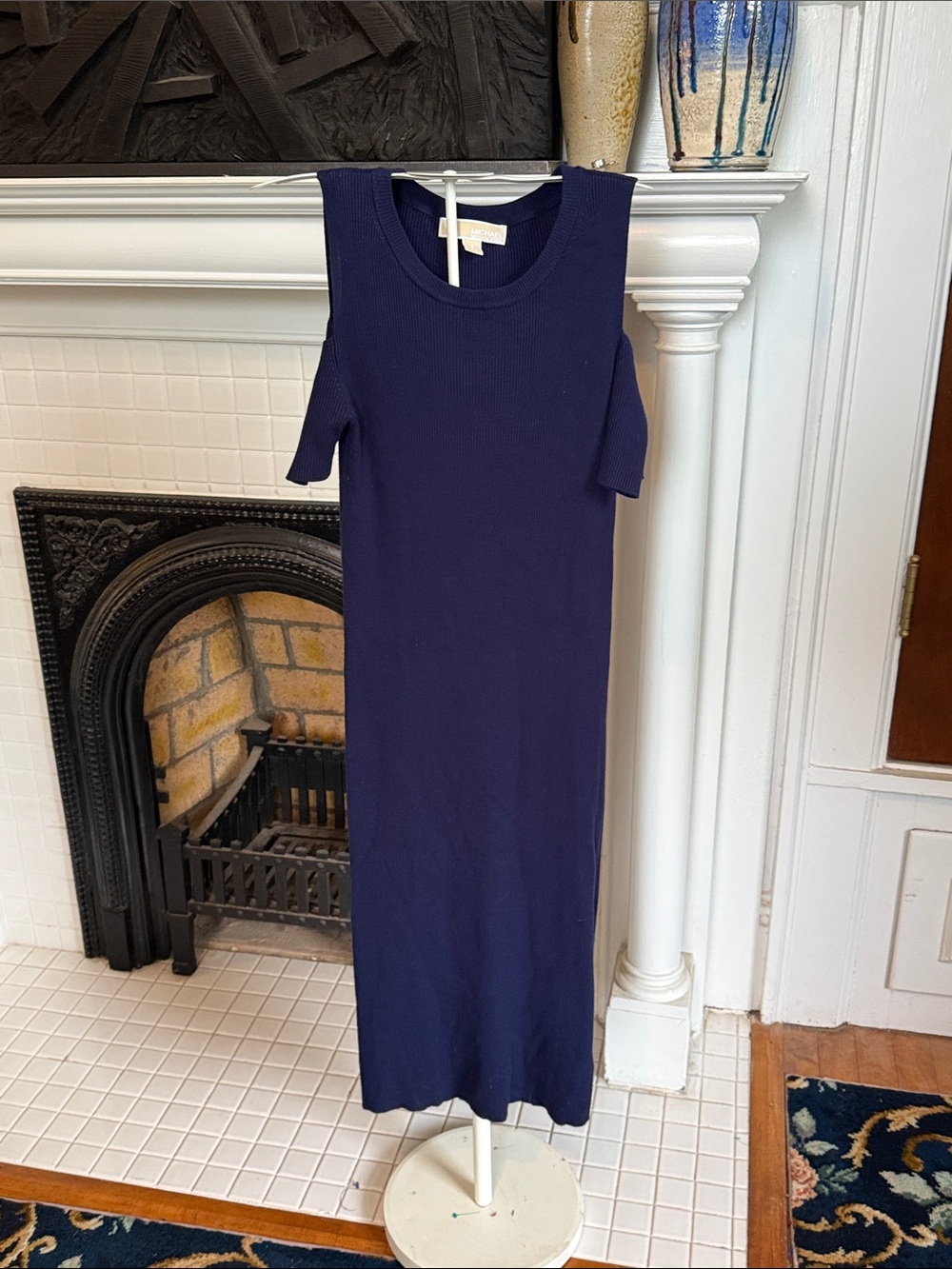 Michael Kors Navyβ Cold-Shoulder Midi Ribbed Dress- worn a few times